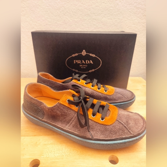 Prada Leather Rubber Sole Sneaker Mens Size 10‎ $590 - Picture 1 of 12